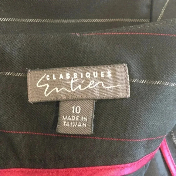 Classifies Entier Pinstripe Pencil Skirt Wool Belt - Picture 5 of 8